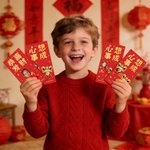 Personlig konvolutt med ansiktsfoto av hest i kinesisk stil Rød kontantkonvolutt med navn Lunar nyttårsdag Gave til venner barn