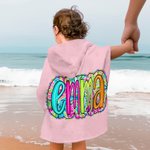 Toalla de playa con capucha de secado rápido personalizada con nombre en estilo Paisley Esenciales de viaje Vacaciones de verano Regalo de cumpleaños para niños