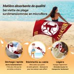 Serviette de plage personnalisée avec silhouette de personnage nom et numéro - Cadeau de vacances pour les amateurs de handball