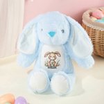 Personlig Lop-Eared Rabbit Flower Cute Easter Bunny Plysj utstoppet dyr leketøy med navn påske bursdagsgave til barn