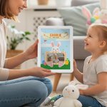 Personlig påsketema søt kanin LED-speil fotoramme med navn Hjemmedekorasjon påskegave til barn tenåringer