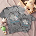 Personalizado lindo elefante 100% algodón bebé body camiseta a juego con el nombre Primer regalo del Día del Padre para papá bebé