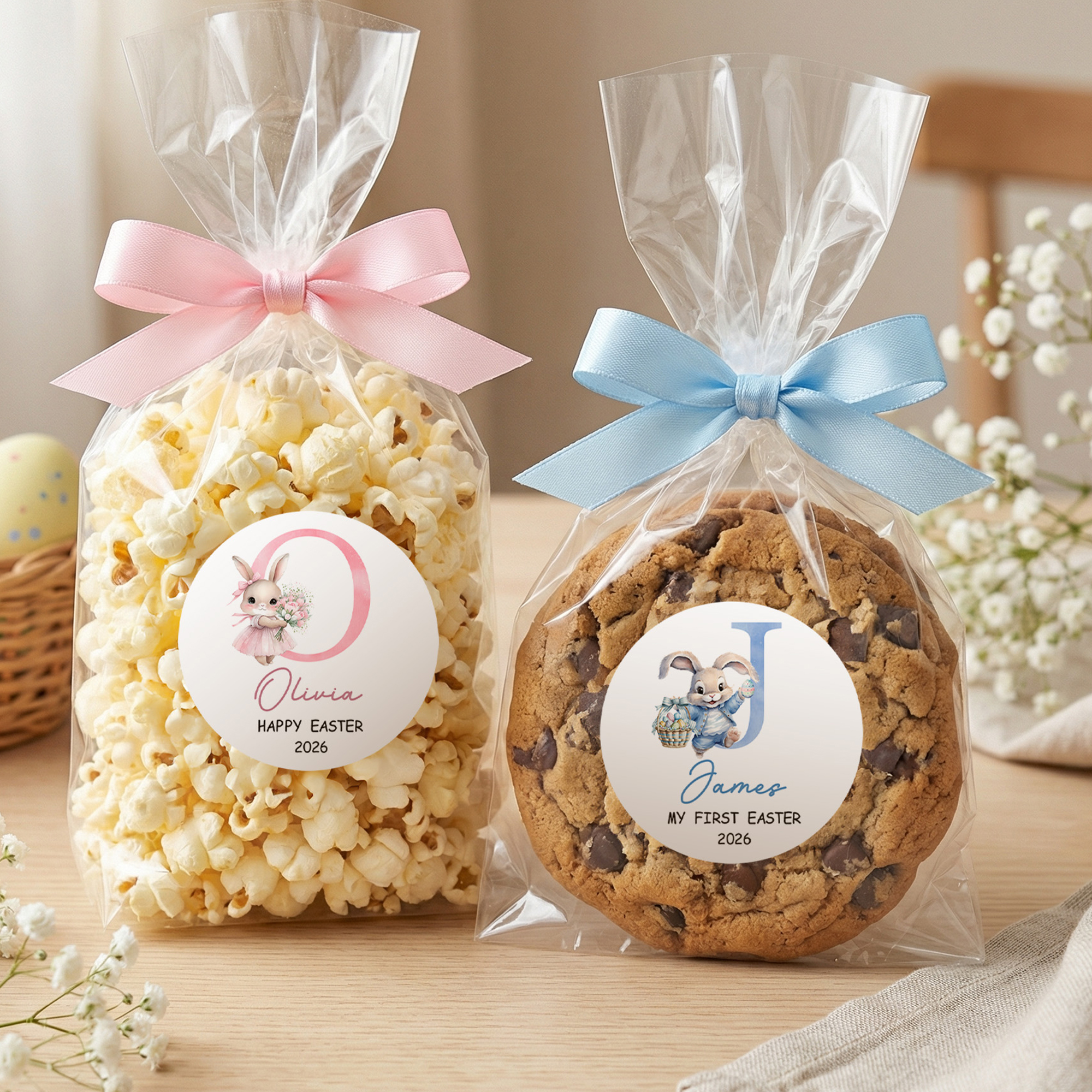 Etiquettes personnalisées pour lapin de Pâques avec nom Décoration de cadeaux de Pâques Favoris pour enfants Famille Amis