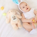 Personlig Lop-Eared Rabbit Flower Cute Easter Bunny Plysj utstoppet dyr leketøy med navn påske bursdagsgave til barn