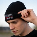 Personalised Embroidered American Flag Red Line Soft Beanie with Name Daily Wear Birthday Gift for Firefighters Volunteers Fire Departments