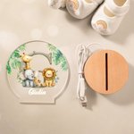 Luce notturna LED personalizzata con iniziale del nome e base in legno, decorazione - Regalo di compleanno per bambini