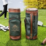 Personalized PU Leather Engraved Monogram Golf Bag with Cigar Cutter Humidifier Set Father’s Day Wedding Gift for Golf Lover