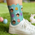 Personalized Cute Bunny Ears Photo Easter Eggs Soft Mid-Calf Socks Daily Wear Easter Gift for Kids Family