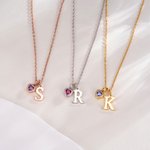 Personalizada Inicial Colgante Collar con Corazón Birthstone Dainty Joyería Aniversario Cumpleaños Regalo para Mujeres