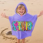Toalla de playa con capucha de secado rápido personalizada con nombre en estilo Paisley Esenciales de viaje Vacaciones de verano Regalo de cumpleaños para niños