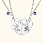 Personoitu kahden kaulakorun setti nimellä syntymäkivellä ja talolla kaiverrettu syntymäpäivä ystävyyslahja parhaalle ystävälle