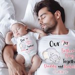 Personalized Cute Elephant Our First Father's Day T-shirt 100% Cotton Baby Onesie Dad and Baby Set with Name Gift for Dad Baby