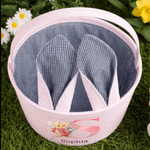 Personalisierte Aquarell Cartoon Hase Ohren gestreiften Osterkorb mit Initiale und Name Ostern Party Gunst Eier jagen Geschenk für Kinder