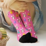Personalized Cute Bunny Ears Photo Easter Eggs Soft Mid-Calf Socks Daily Wear Easter Gift for Kids Family