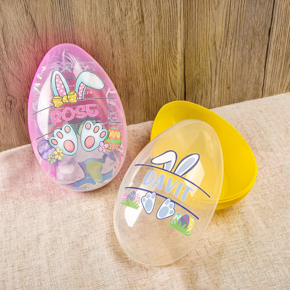 Coque à Bonbons Personnalisée avec Nom Lapin de Pâques Boîte d'Oeuf Jumbo Cadeau de Fête pour Enfants