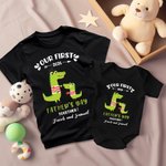 Personalized Cute Baby Bottle and Beer Cup 100% Cotton T-Shirt Baby Onesie with Name Our First Father's Day Gift for Daddy Baby