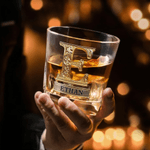 Personalised Vintage Initial Whiskey Decanter with Name Father's Day Anniversary Gift for Dad Husband Bartender