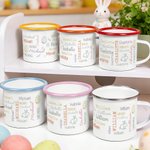 Taza esmaltada de 12 oz con nombre de uso diario Feliz Pascua Regalo para niños