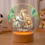 Luce notturna LED personalizzata con iniziale del nome e base in legno, decorazione - Regalo di compleanno per bambini