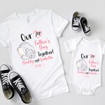 Personalized Cute Elephant Our First Father's Day T-shirt 100% Cotton Baby Onesie Dad and Baby Set with Name Gift for Dad Baby