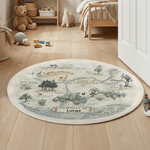 Personalized Classic Winnie the Pooh Hundred Acre Wood Map Round Anti-Slip Fleece Rug with Name Nursery Decor Baby Shower Birthday Gift for Kids