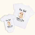 Personalizzato Carino cervo La nostra prima festa della mamma 100% cotone Mamma e bambino abbinato camicia con i nomi Regalo per la festa della mamma per la nuova mamma bambino