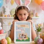 Personlig påsketema søt kanin LED-speil fotoramme med navn Hjemmedekorasjon påskegave til barn tenåringer