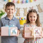 Personalized Cute Easter Bunny Ears Waterproof Stickers with Name Easter Day Gift Decoration Party Favors for Kids