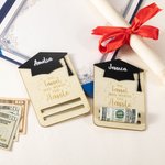 Personalisierte hölzerne Acryl akademischen Hut Geldhalter mit eingraviertem Namen und Text Bargeld Gunst Graduierung Geschenk für Klasse von 2025 Absolventen