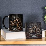 Personalised Never Underestimate An Old Man with A Motorbike 11 oz 15 oz Ceramic Coffee Mug with Name Father's Day Birthday Gift for Bikers