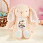 Personlig Lop-Eared Rabbit Flower Cute Easter Bunny Plysj utstoppet dyr leketøy med navn påske bursdagsgave til barn