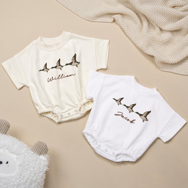 Personalizzato Germano Reale Baby Bubble Bodysuit con nome Caccia Buddy Outfits Baby Shower Gift per i neonati Nuovi Genitori