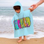 Toalla de playa con capucha de secado rápido personalizada con nombre en estilo Paisley Esenciales de viaje Vacaciones de verano Regalo de cumpleaños para niños