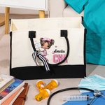Personalized Nurse Cartoon Character Easter Egg Large Canvas Tote Bag with Name and Title Easter Birthday Nurse Week Gift for Medical Staff