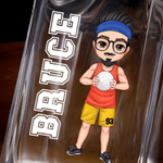Personalized Volleyball Cartoon Character Whiskey Decanter Glasses Wooden Box Set with Name Father's Day Birthday Gift for Man Woman Volleyball Lover