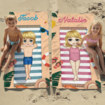 Personalized Cartoon Character Quick-Dry Microfiber Beach Towel with Name Daily Beach Parties Gift for Swimmers Friends