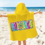 Toalla de playa con capucha de secado rápido personalizada con nombre en estilo Paisley Esenciales de viaje Vacaciones de verano Regalo de cumpleaños para niños