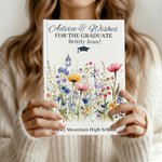 Personalised Wildflowers Graduation Advice Wishes Journal Notebook with Name and 100 Lined Pages Party Decoration Favor Graduation Gift for Graduates