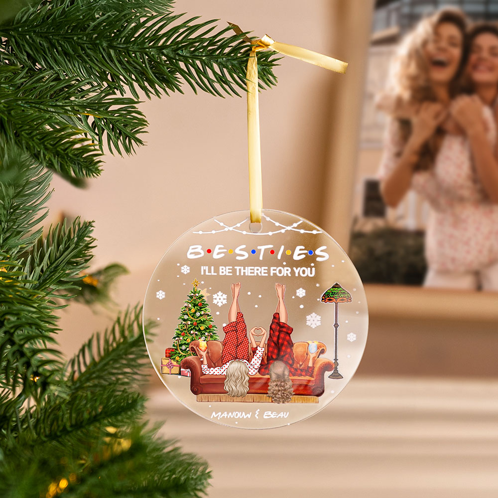 Ornement suspendu en acrylique personnalisé avec nom Décoration de l'arbre Cadeau de Noël pour sœurs et amies