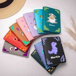 Personalized Cartoon Monster Fantasy Unicorn Dinosaur PU Leather Passport Holder Luggage Tag with Name Travel Accessory Birthday Gift for Kids