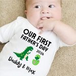 Personalised Our First Father's Day Together Father and Baby Matching Set 100% Cotton Shirt with Names Father's Day Gift for Baby New Dad