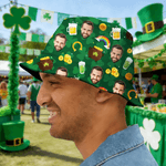 Personalized Funny Face Photo Unisex Fishing Bucket Hat Beach Party Essential Birthday Saint Patrick's Day Gift for Friend Family