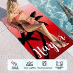 Personalisiertes schnelltrocknendes Strandtuch im Palmen-Design mit Farbverlauf und Namen Sommerausflug Poolparty Geschenk für Freunde und Familie