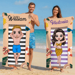 Personalized Cartoon Character Quick-Dry Microfiber Beach Towel with Name Daily Beach Parties Gift for Swimmers Friends