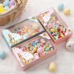 Personalized Cute Peter Rabbit Easter Party Box with Name and Clear Lid Treat Tray Daily Use Easter Gift for Girls Boys
