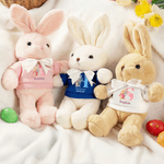 Personnalisé Aquarelle Cartoon Rabbit Initial T-shirt Peluche Bunny Jouet en peluche avec nom Cadeau de Pâques pour nouveau-nés enfants