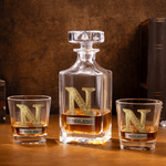 Personalised Vintage Initial Whiskey Decanter with Name Father's Day Anniversary Gift for Dad Husband Bartender