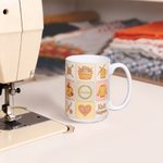 Personalized Nine-Square Grid Yarn Ball Needle Sweater 11 oz 15 oz Ceramic Coffee Mug with Name Birthday Anniversary Gift for Knitting Lovers