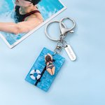 Porte-clés personnalisé piscine avec porte-nom gravé Cadeau d'anniversaire pour les amoureux de la natation
