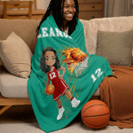 Personnalisé Cartoon Character Basketball Multicolor Soft Throw Blanket with Name and Number Home Decor Team Birthday Gift for Basketball Fans Lovers (Cadeau d'anniversaire pour les fans de basket-bal
